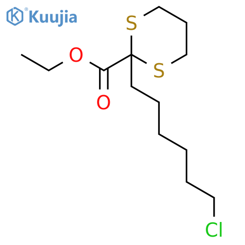 1,3-Dithiane-2-carboxylic acid, 2-(6-chlorohexyl)-, ethyl ester structure