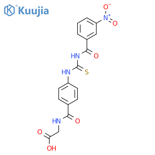 2-{4-({(3-nitrophenyl)formamidomethanethioyl}amino)phenylformamido}acetic acid structure