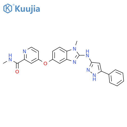 2-Pyridinecarboxamide,N-methyl-4-[[1-methyl-2-[(5-phenyl-1H-pyrazol-3-yl)amino]-1H-benzimidazol-5-yl]oxy]- structure