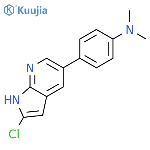 Benzenamine, 4-(2-chloro-1H-pyrrolo[2,3-b]pyridin-5-yl)-N,N-dimethyl- structure
