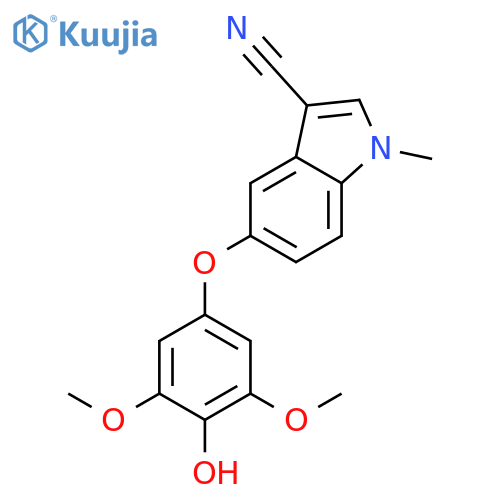 1H-Indole-3-carbonitrile, 5-(4-hydroxy-3,5-dimethoxyphenoxy)-1-methyl- structure