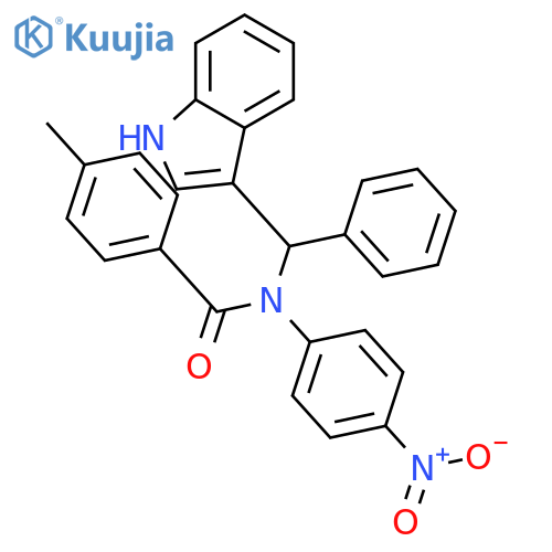 Benzamide, N-(1H-indol-3-ylphenylmethyl)-4-methyl-N-(4-nitrophenyl)- structure