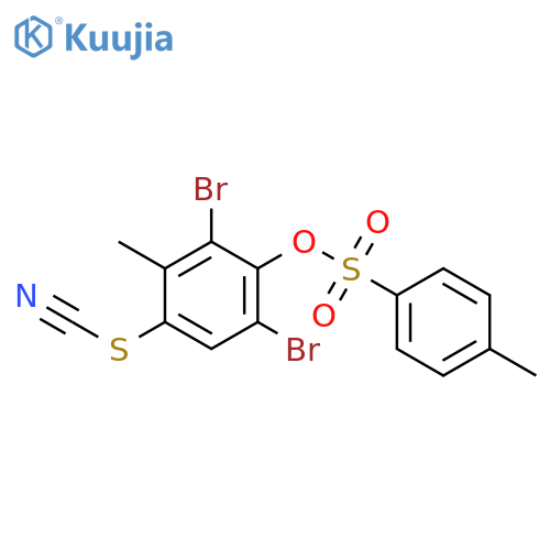 Thiocyanic acid, 3,5-dibromo-2-methyl-4-[[(4-methylphenyl)sulfonyl]oxy]phenyl ester structure