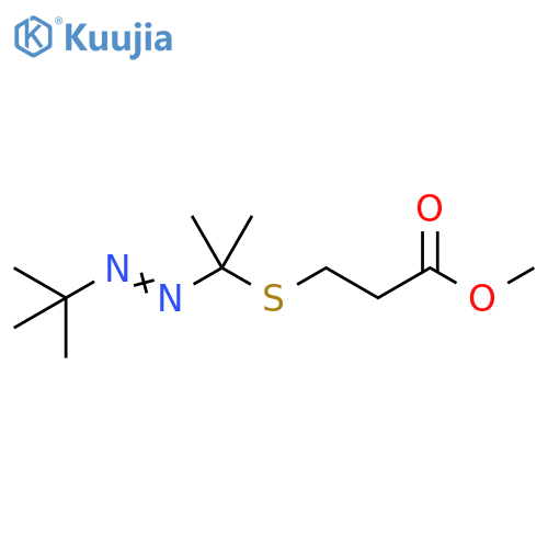 Propanoic acid, 3-[[1-[2-(1,1-dimethylethyl)diazenyl]-1-methylethyl]thio]-, methyl ester structure