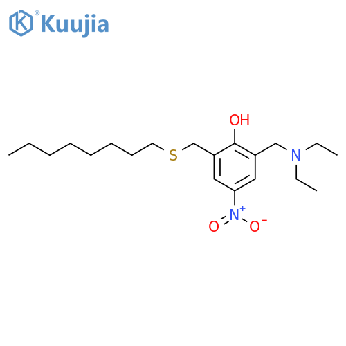 Phenol, 2-[(diethylamino)methyl]-4-nitro-6-[(octylthio)methyl]- structure