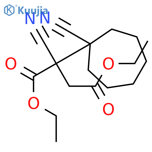 Butanedioic acid, 2-cyano-2-(1-cyanocycloheptyl)-, diethyl ester structure
