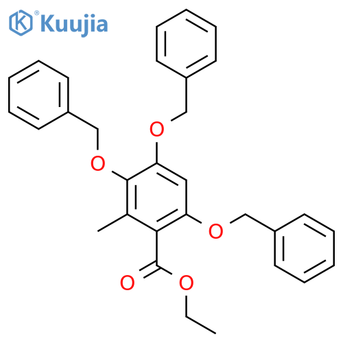 Benzoic acid, 2-methyl-3,4,6-tris(phenylmethoxy)-, ethyl ester structure