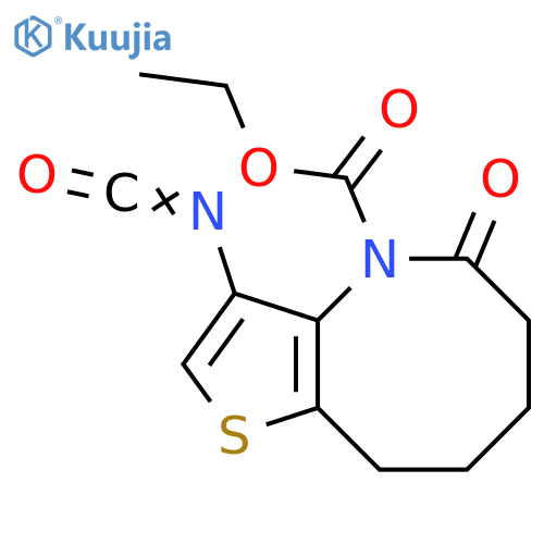 Thieno[3,2-b]azocine-4(5H)-carboxylic acid, 6,7,8,9-tetrahydro-3-isocyanato-5-oxo-, ethyl ester structure
