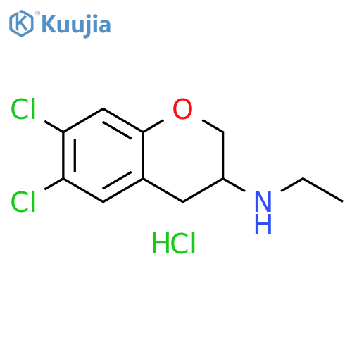 2H-1-Benzopyran-3-amine, 6,7-dichloro-N-ethyl-3,4-dihydro-, hydrochloride (1:1) structure
