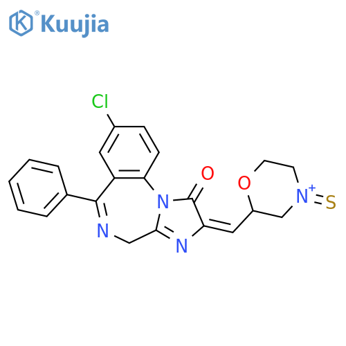 2-[(E)-(8-chloro-1-oxo-6-phenyl-1H-imidazo[1,2-a][1,4]benzodiazepin-2(4H)-ylidene)methyl]-4-thioxomorpholin-4-ium structure