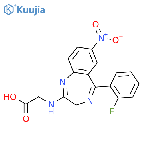 Glycine, N-[5-(2-fluorophenyl)-7-nitro-3H-1,4-benzodiazepin-2-yl]- structure