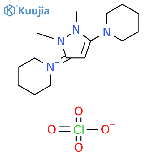 Piperidinium, 1-[1,2-dihydro-1,2-dimethyl-5-(1-piperidinyl)-3H-pyrazol-3-ylidene]-, perchlorate (1:1) structure
