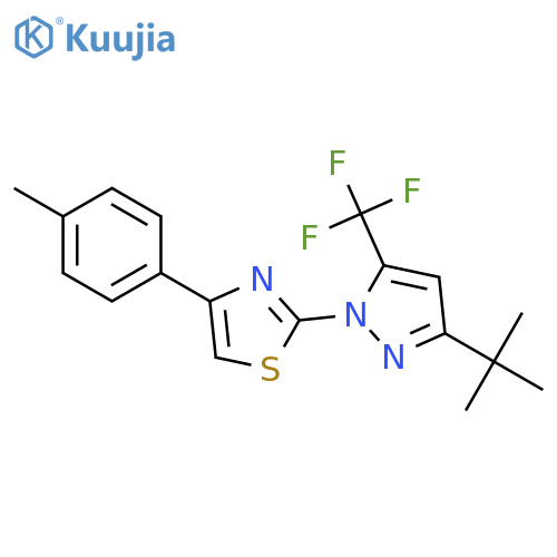 2-[3-tert-butyl-5-(trifluoromethyl)-1H-pyrazol-1-yl]-4-(4-methylphenyl)-1,3-thiazole structure