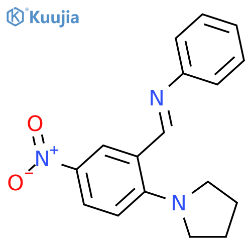 Benzenamine, N-[[5-nitro-2-(1-pyrrolidinyl)phenyl]methylene]- structure