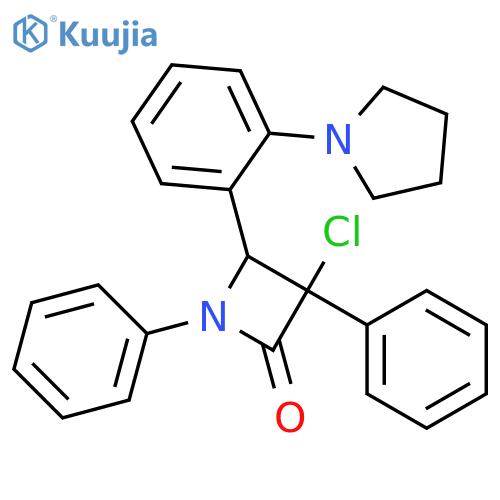 2-Azetidinone, 3-chloro-1,3-diphenyl-4-[2-(1-pyrrolidinyl)phenyl]- structure