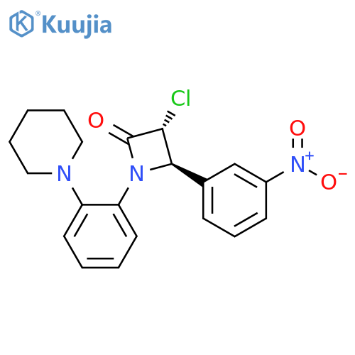 2-Azetidinone, 3-chloro-4-(3-nitrophenyl)-1-[2-(1-piperidinyl)phenyl]-, trans- (9CI) structure