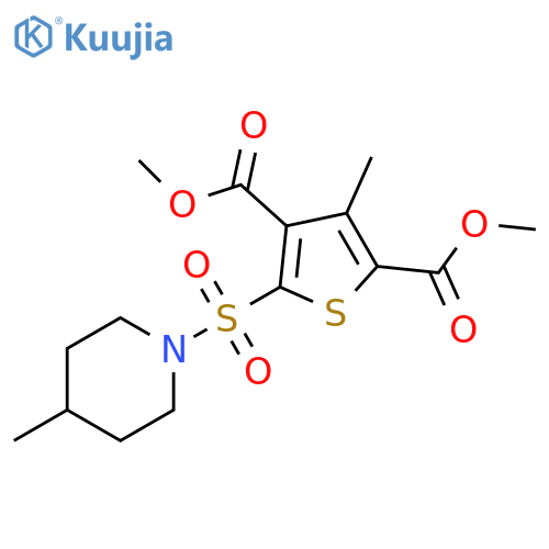 2,4-dimethyl 3-methyl-5-(4-methylpiperidin-1-yl)sulfonylthiophene-2,4-dicarboxylate structure