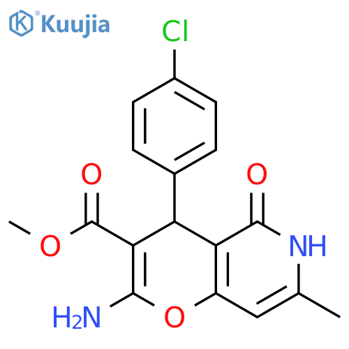 methyl 2-amino-4-(4-chlorophenyl)-7-methyl-5-oxo-4H,5H,6H-pyrano3,2-cpyridine-3-carboxylate structure