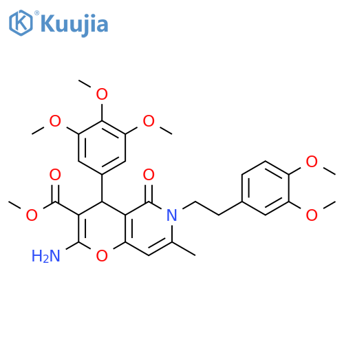 methyl 2-amino-6-2-(3,4-dimethoxyphenyl)ethyl-7-methyl-5-oxo-4-(3,4,5-trimethoxyphenyl)-4H,5H,6H-pyrano3,2-cpyridine-3-carboxylate structure