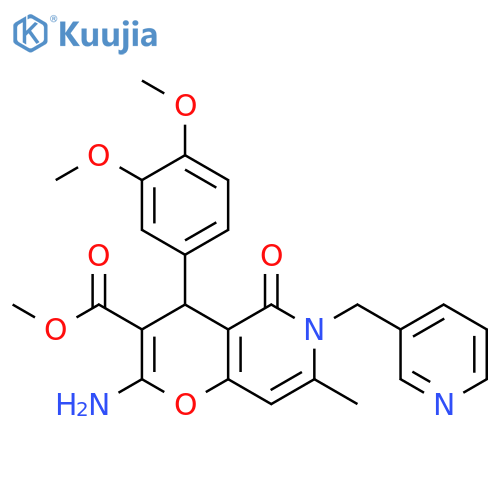 methyl 2-amino-4-(3,4-dimethoxyphenyl)-7-methyl-5-oxo-6-(pyridin-3-yl)methyl-4H,5H,6H-pyrano3,2-cpyridine-3-carboxylate structure