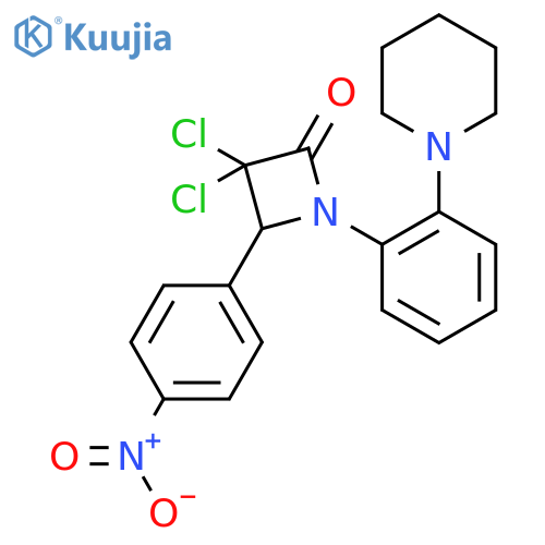 2-Azetidinone, 3,3-dichloro-4-(4-nitrophenyl)-1-[2-(1-piperidinyl)phenyl]- structure