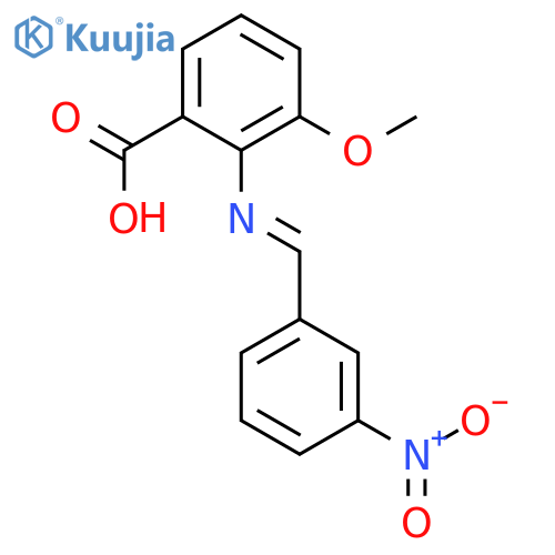 Benzoic acid, 3-methoxy-2-[[(3-nitrophenyl)methylene]amino]- structure