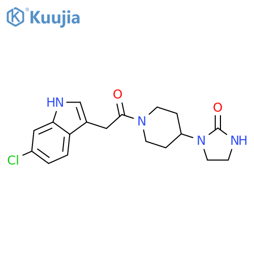 Piperidine, 1-[(6-chloro-1H-indol-3-yl)acetyl]-4-(2-oxo-1-imidazolidinyl)- structure