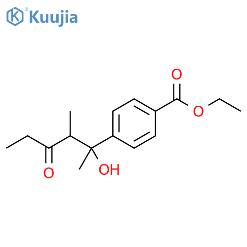 Benzoic acid, 4-(1-hydroxy-1,2-dimethyl-3-oxopentyl)-, ethyl ester structure