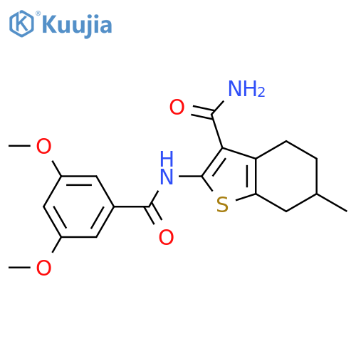2-{[(3,5-dimethoxyphenyl)carbonyl]amino}-6-methyl-4,5,6,7-tetrahydro-1-benzothiophene-3-carboxamide structure