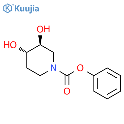1-Piperidinecarboxylic acid, 3,4-dihydroxy-, phenyl ester, (3S,4S)- structure