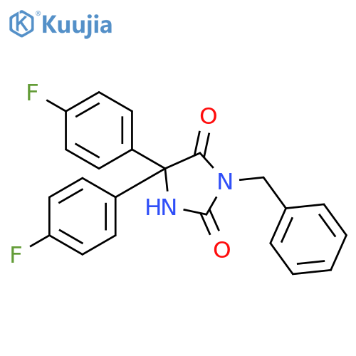 2,4-IMIDAZOLIDINEDIONE, 5,5-BIS(4-FLUOROPHENYL)-3-(PHENYLMETHYL)- structure