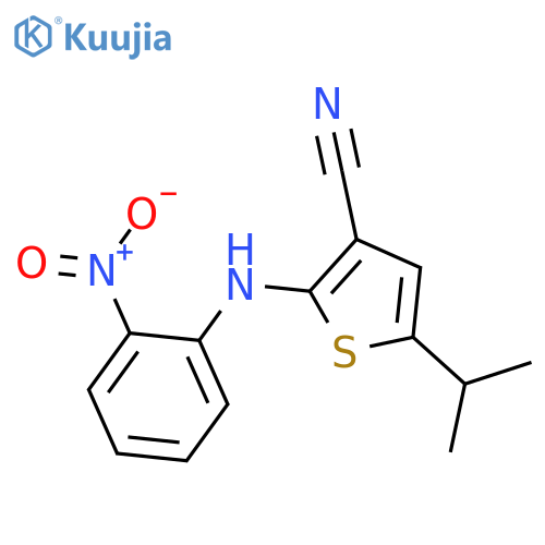 3-Thiophenecarbonitrile, 5-(1-methylethyl)-2-[(2-nitrophenyl)amino]- structure