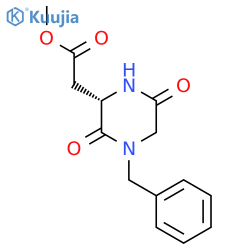 methyl 2-(2S)-4-benzyl-3,6-dioxopiperazin-2-ylacetate structure