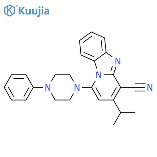 13-(4-phenylpiperazin-1-yl)-11-(propan-2-yl)-1,8-diazatricyclo7.4.0.0^{2,7}trideca-2(7),3,5,8,10,12-hexaene-10-carbonitrile structure