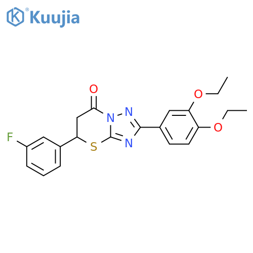 2-(3,4-diethoxyphenyl)-5-(3-fluorophenyl)-5H,6H,7H-1,2,4triazolo3,2-b1,3thiazin-7-one structure