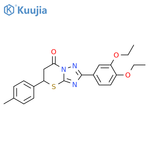 2-(3,4-diethoxyphenyl)-5-(4-methylphenyl)-5H,6H,7H-1,2,4triazolo3,2-b1,3thiazin-7-one structure