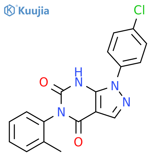 1H-Pyrazolo[3,4-d]pyrimidine-4,6(5H,7H)-dione, 1-(4-chlorophenyl)-5-(2-methylphenyl)- structure