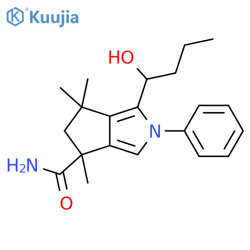 Cyclopenta[c]pyrrole-4-carboxamide,2,4,5,6-tetrahydro-1-(1-hydroxybutyl)-4,6,6-trimethyl-2-phenyl- structure