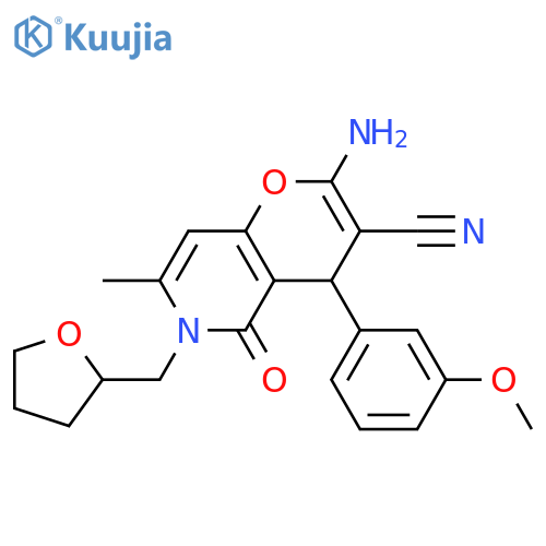 2-amino-4-(3-methoxyphenyl)-7-methyl-5-oxo-6-[(oxolan-2-yl)methyl]-4H,5H,6H-pyrano[3,2-c]pyridine-3-carbonitrile structure