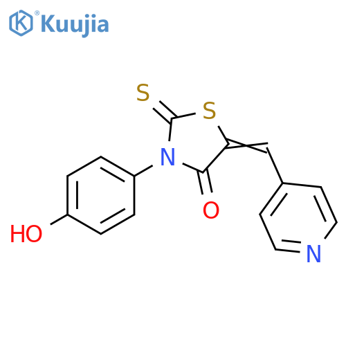 (5Z)-3-(4-hydroxyphenyl)-5-(pyridin-4-yl)methylidene-2-sulfanylidene-1,3-thiazolidin-4-one structure
