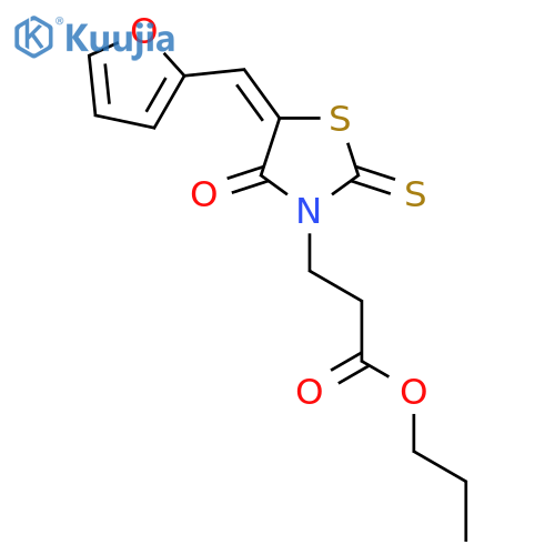 propyl 3-(5E)-5-(furan-2-yl)methylidene-4-oxo-2-sulfanylidene-1,3-thiazolidin-3-ylpropanoate structure