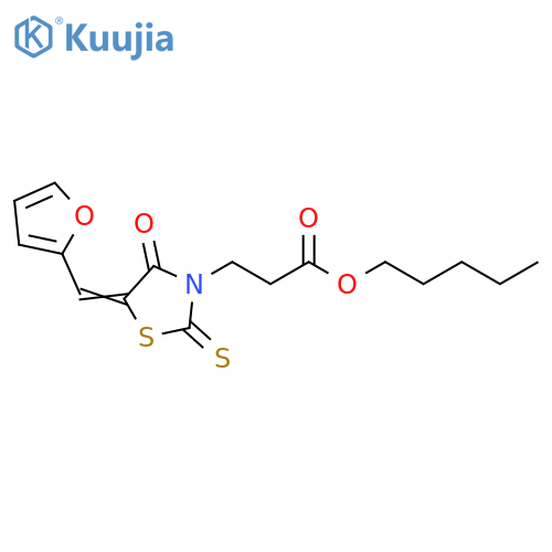 pentyl 3-(5E)-5-(furan-2-yl)methylidene-4-oxo-2-sulfanylidene-1,3-thiazolidin-3-ylpropanoate structure