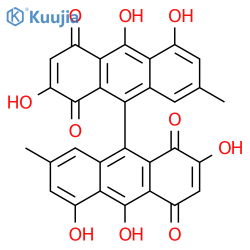 [9,9'-Bianthracene]-1,1',4,4'-tetrone, 2,2',5,5',10,10'-hexahydroxy-7,7'-dimethyl- structure