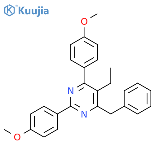 Pyrimidine, 5-ethyl-2,4-bis(4-methoxyphenyl)-6-(phenylmethyl)- structure
