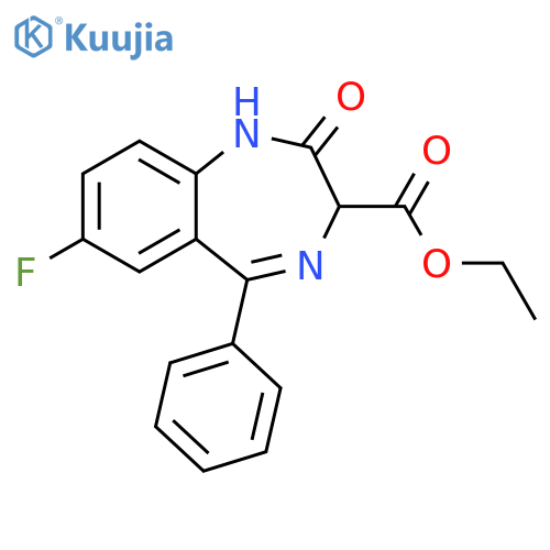 1H-1,4-Benzodiazepine-3-carboxylic acid, 7-fluoro-2,3-dihydro-2-oxo-5-phenyl-, ethyl ester structure