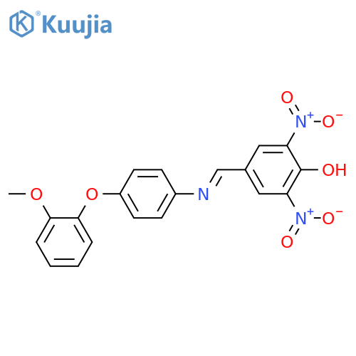 Phenol, 4-[[[4-(2-methoxyphenoxy)phenyl]imino]methyl]-2,6-dinitro- structure