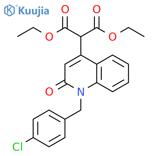 Propanedioic acid, 2-[1-[(4-chlorophenyl)methyl]-1,2-dihydro-2-oxo-4-quinolinyl]-, 1,3-diethyl ester structure