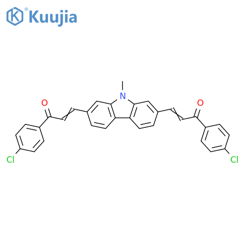 2-Propen-1-one,3,3'-(9-methyl-9H-carbazole-2,7-diyl)bis[1-(4-chlorophenyl)- structure