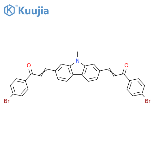 2-Propen-1-one,3,3'-(9-methyl-9H-carbazole-2,7-diyl)bis[1-(4-bromophenyl)- structure