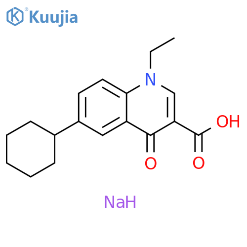 3-Quinolinecarboxylic acid, 6-cyclohexyl-1-ethyl-1,4-dihydro-4-oxo-, sodium salt (1:1) structure